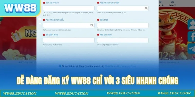 Dễ dàng đăng ký WW88 chỉ với 3 siêu nhanh chóng