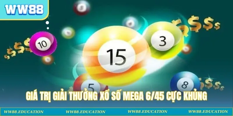 Giá trị giải thưởng xổ số Mega 6/45 cực khủng