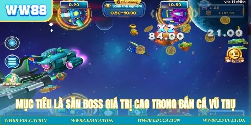 Mục tiêu là săn boss giá trị cao trong bắn cá vũ trụ